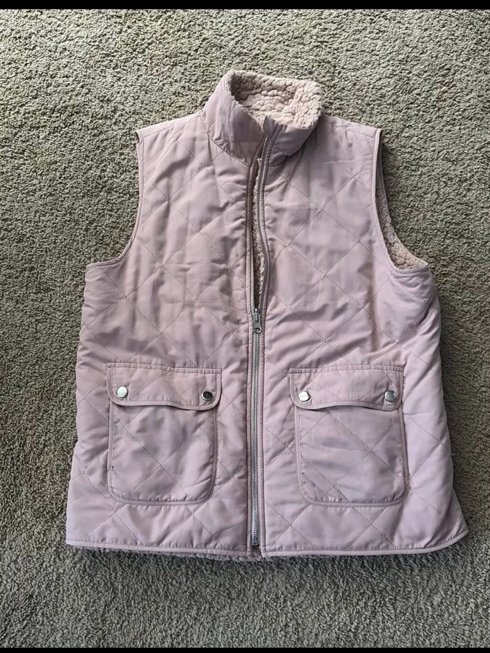 Kids Quilted Pink Vest with Sherpa Lining